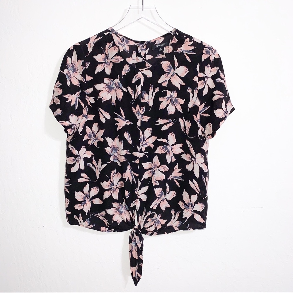 Madewell Silk Button-Back Tie Tee in Winter Orchid